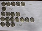 Roll of 20 Kennedy Half Dollars 1964 1965 1966 1967 1968 Silver Coin Lot