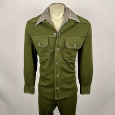 Sears Leisure Suit Mens 44 Jacket Coat 38 32 Pants Bell Bottom Vtg 60s 70s Mod