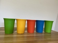 Vintage 5 Classic Tupperware 109 Bell Tumblers 7oz Kids Cups Primary Mix Colors