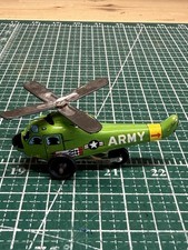 Vintage 1960s Made in Japan Army Helicopter Tin Toy Works Well Excellent