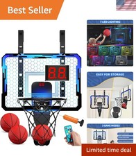 Indoor Basketball Hoop for Kids, Over The Door Mini Basketball Hoops with 7 L...