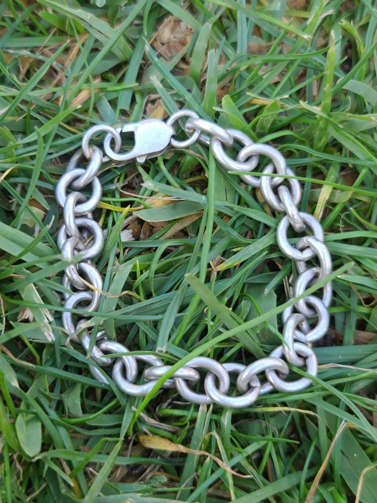 VTG Solid Sterling Silver Chunky Cable Chain Brac… - image 2