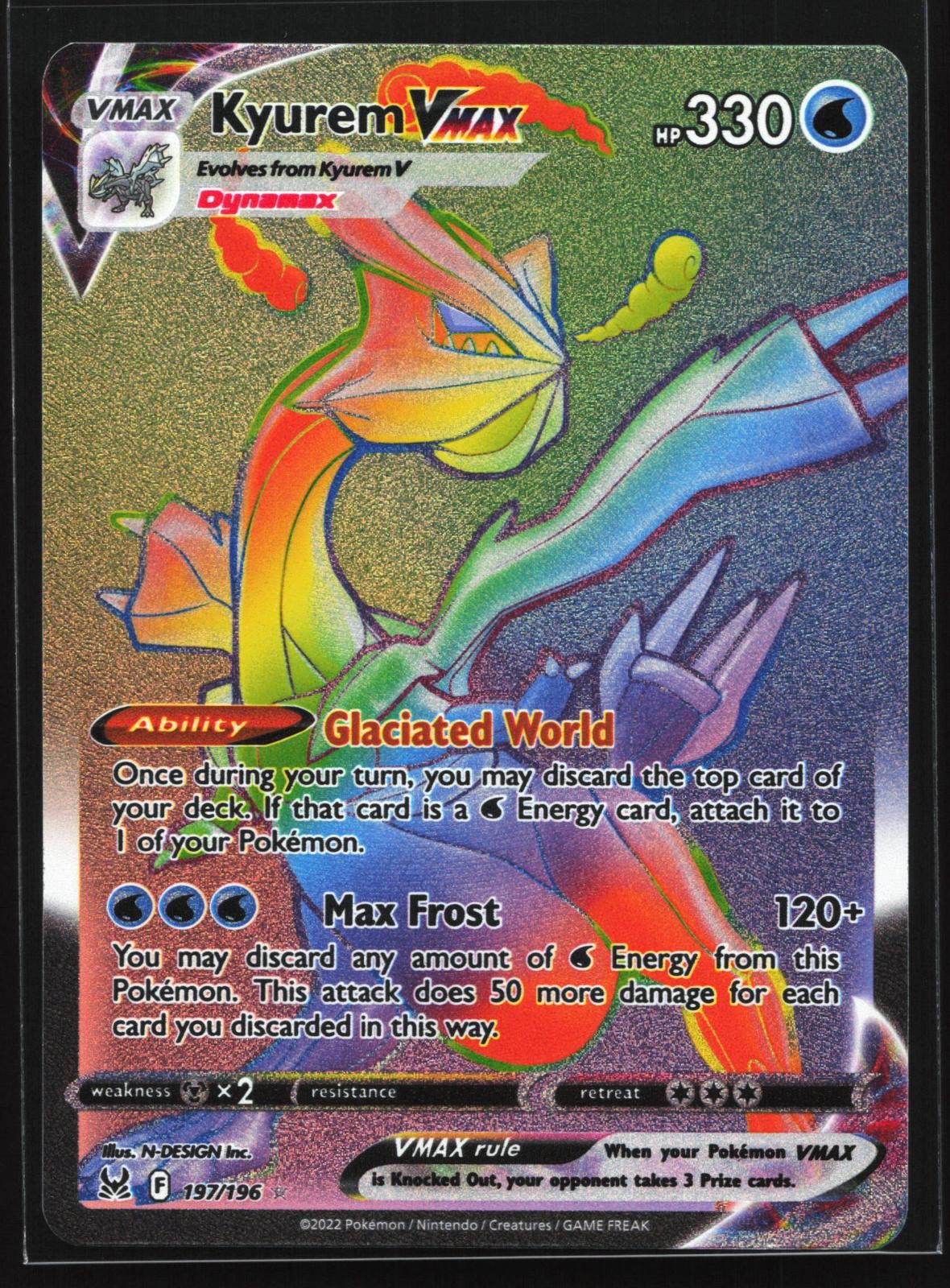 Kyurem VMAX 197/196 Lost Origin Secret Rare Holo Pokemon Card