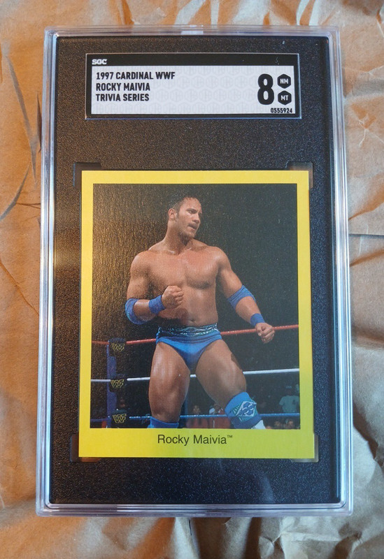 1997 Cardinal WWF The Rock Rocky Maivia Rookie Card Trivia Series Grade SGC 8