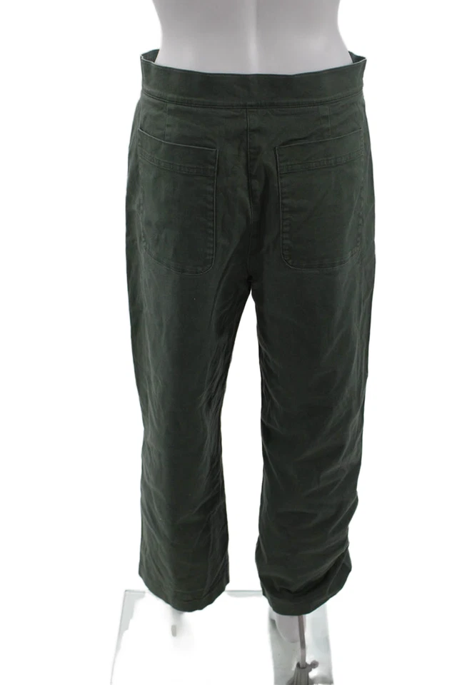 Pantalones chinos The Group Babaton para mujer de algodón ajustados de pierna ancha verdes talla 8 Foto 3 de 4