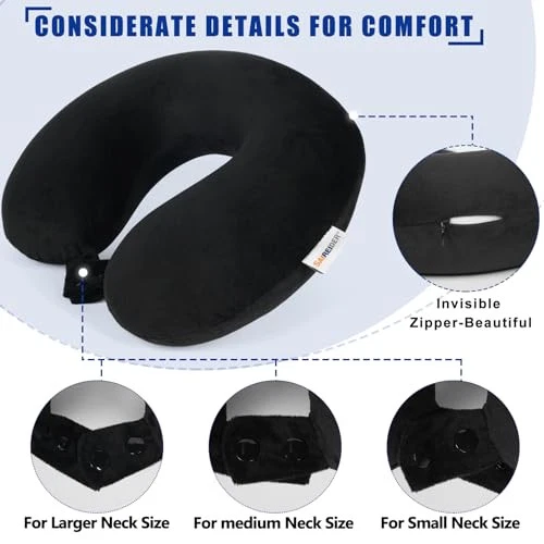 Travel Pillow 100% Pure Memory Foam Travel Neck Pillow with Storage Bag,