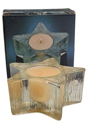 Avon Starbright Fragrance Candle Floral Medley White Glass Star Holder