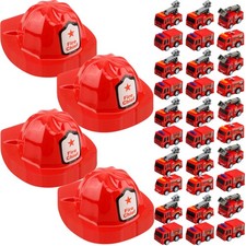 60 Pcs Kids Firefighter Party Favors 30 Plastic Firefighter Helmet 30 Mini Pu...