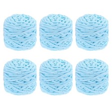 6 Pcs Blanket Yarn, 49 Yards Fluffy Plush Chenille Chunky Yarn, Light Blue