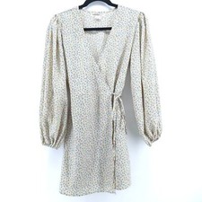 Glamorous ASOS Cream V Neck Tea Micro Floral Print Wrap-Tie Waist Mini Dress 4