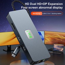 8 in 1 TYPE-C to RJ45 Gigabit USB 3.0 HDMI DP PD100W Interface Hub Adapter Dock^