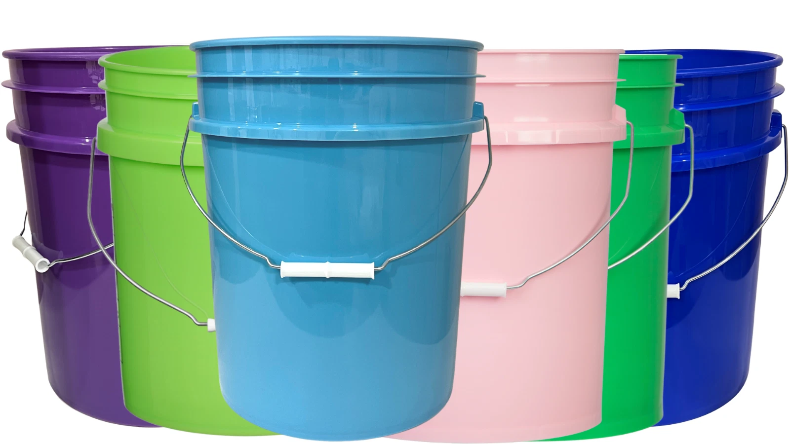 5 Gallon Food Grade plastic Bucket -Made in USA- (Pack of 6) 6 colors