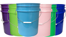 5 Gallon Food Grade plastic Bucket -Made in USA- (Pack of 6) 6 colors