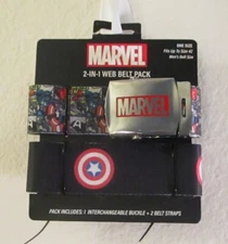 NWT Marvel Captain America Mens Super Hero Plus 2-in-1 Web Belt Set One Size 