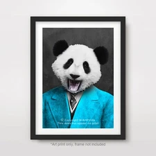 PANDA Cute Portrait ART PRINT Quirky Funny Animals as a Person People Head