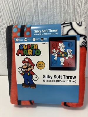Super Mario Throw Blanket 40'' x 50'' Silky  SOFT NEW