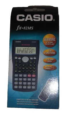 CASIO FX-82MS Scientific Calculator 2-Line Display Slid-on Hard Case New In Box