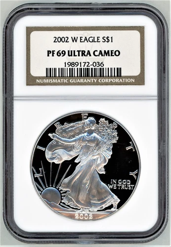 2002-W NGC PF-69 ULTRA CAMEO AMERICAN SILVER EAGLE 1 OZ .999 SILVER 1989172-036