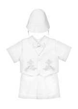 Baby's Boys  Girls Shirt Pants Hat Set Christening Baptism White Color BGG