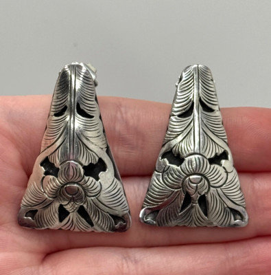 Suarti BA Bali Ohrringe 925 Sterling Silber Blume Blatt