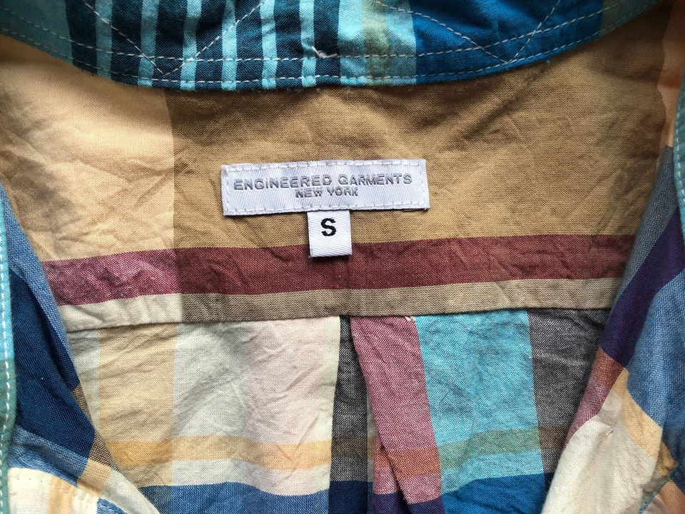 Engineered Garments POPOVER Shirt Madras oversized HENLEY Liam Gallagher Oasis - Image 2 of 4