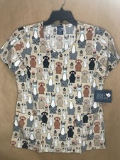 Zoe Chloe Scrub Top S Curved Neck Buster and Tiny Z15213-BUTY NWT Free Shipping