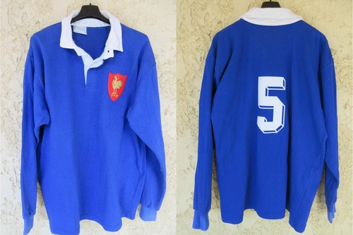 Maillot rugby QUINZE de FRANCE porté n°5 vintage shirt années 90 coton épais XXL