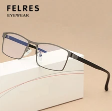 Metal Square Anti Blue Light Business Reading Glasses Men Full Frame Glasses New