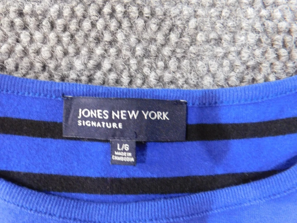 Jones New York Top Grande Azul Rayas Jersey Mujer Elástico Algodón Foto 4 de 4