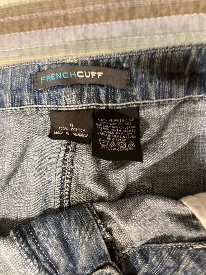 Saia Feminina French Cuff Tamanho 12, Azul, Jeans, Comprimento do Joelho, Bolsos, Muito Boa - Imagem 4 de 4