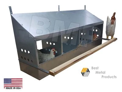 BMP 4 Hole Heavy Duty 23ga Galvanized Chicken Nesting Laying Roost Box 0300109