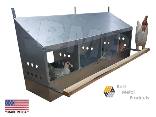 4 Hole Heavy Duty 23ga Galvanized Chicken Nesting Laying Roost Box 0300109