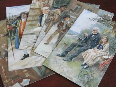 ORIGINAL SET VON SECHS HAROLD COPPING TUCK LITERARISCHEN POSTKARTEN, DICKENS FIGUREN.