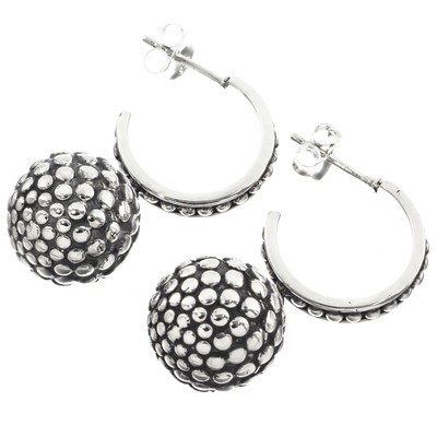 925 Silber Handarbeit Granulat Kugel Sterling Huggies Ohrstecker, 1 1/4''
