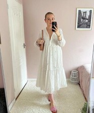 ZARA MIDI DRESS WITH CUTWORK EMBROIDERY WHITE XSREF.4786/091