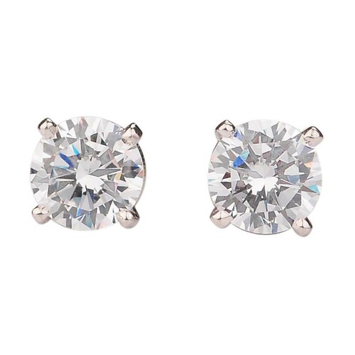 925 Sterling Silver With D-Color Round Shape 4.00 Carat Solitaire Women's Studs