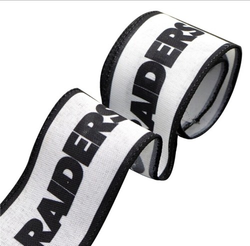 2 INCH Raiders Wire edge craft Ribbon Flax printed Wired Las Vegas Football - Picture 3 of 3