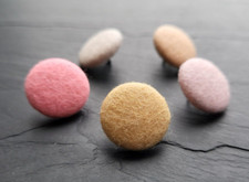 Pale Pink 100% Wool Felt Covered Buttons 14, 19, 23, 25 or 31mm in 85 colours