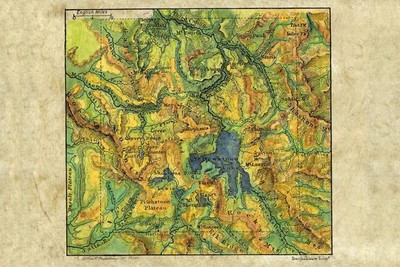 145 Yellowstone 1906 vintage historic antique map painting poster print