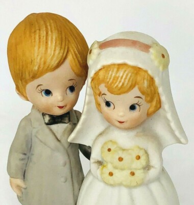 Lefton China Bride Groom Porcelain Wedding Figurine Cake Topper 04466 Vintage