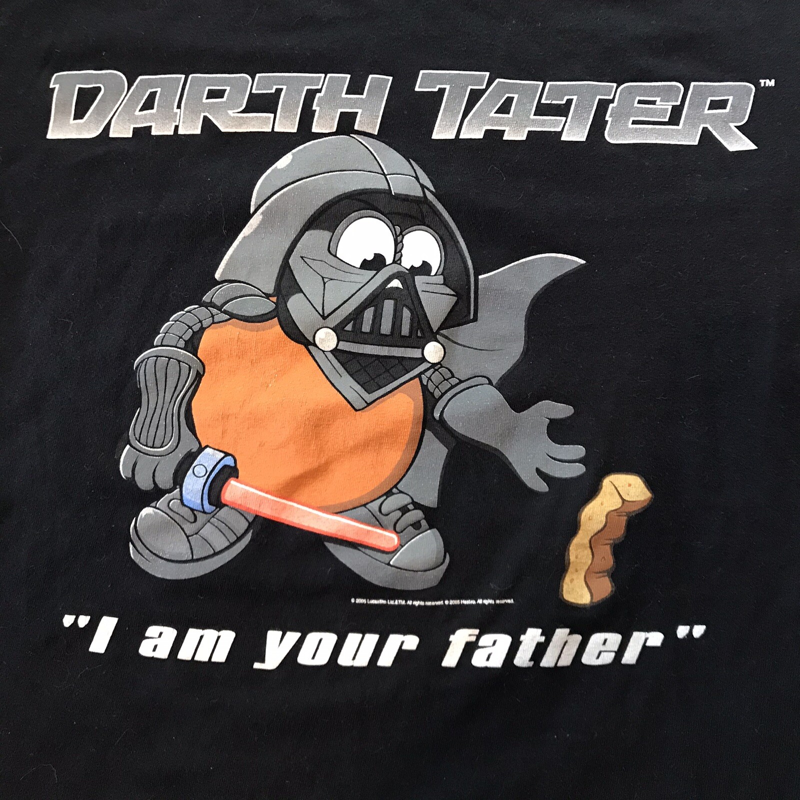 Rare 2005 Official Darth Tater Mr Potato Head Star Wars Black T-Shirt Size Small image 2