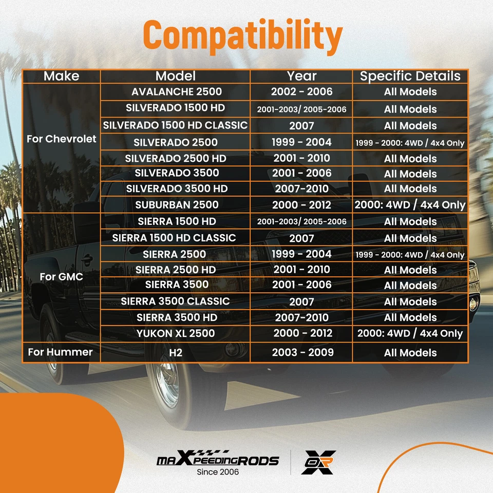 Brazos de control superiores delanteros con buje de PU para GMC Sierra 2500 HD Silverado 2001-2010 Foto 4 de 4