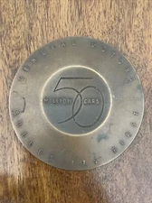 1908 -1954 General Motors Builds Its First 50 Million Cars Paperweight GM Brass