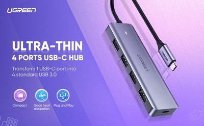 Splitter With 4 Ports USB Type Splitter Adapter for MacBook Pro iPad Pro Samsung