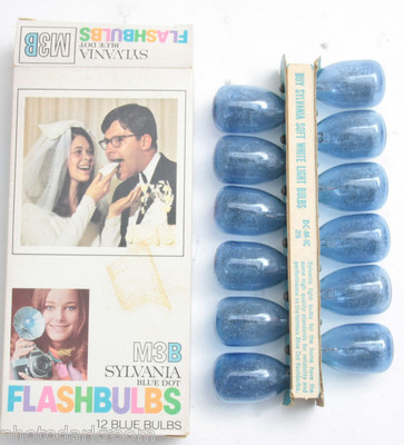 (12) Sylvania M3B USA Photoflash Blue Unfired Flash Bulbs Wedding Coupl NEW C349