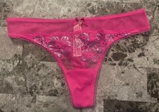 NWT BODY BY VICTORIA'S SECRET PINK LAVENDER SHINE FLORAL LACE BOW THONG PANTIES