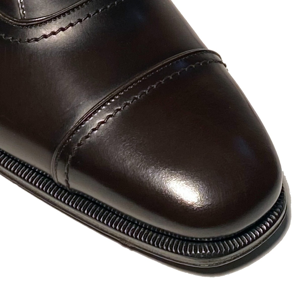 NIB FERRAGAMO SEUL DARK BROWN POLISHED LEATHER CAP TOE LOGO OXFORDS 11 EE Oxford shoe with toe cap - Men | Ferragamo main image 2