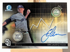 2016 Bowman Chrome Draft Eric Lauer Refractor On-Card Autograph RC #d /99