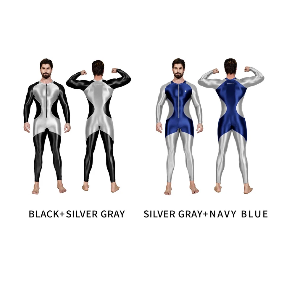 AMORESY Mens Shiny Swimsuit Jupsuits Fitness Sportswear Catsuit Overalls Playsut - Image 3 of 4
