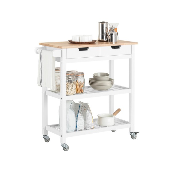 Sobuy KüChenwagen Mit Schubladen Servierwagen Rollwagen Sideboard Weiß FKW68-WN-image